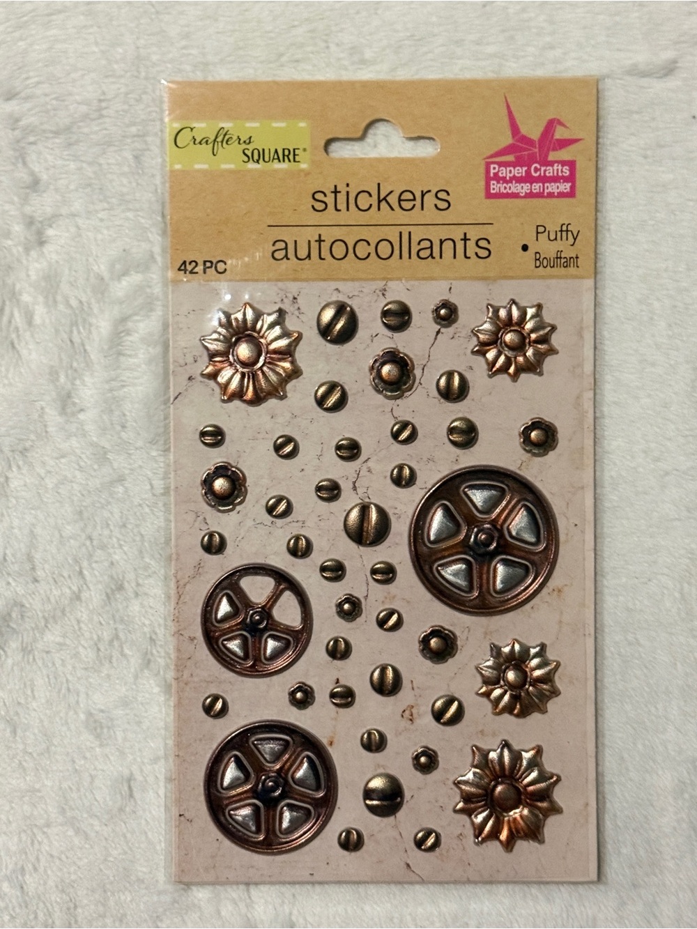 💜 Crafters Square Puffy Metallic Stickers Antique Gold/Bronze Discontinued